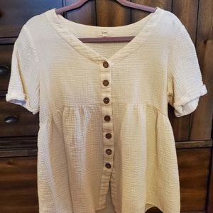 Maternity Ivory Short Sleeve Button Top